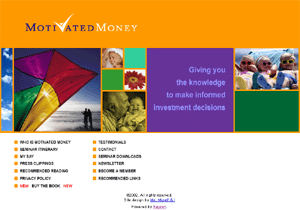 Screen shot of front page of Motivated Money